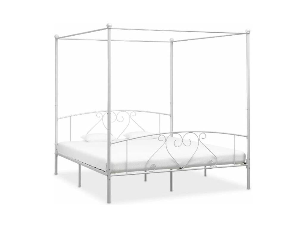 White Metal Bed, 200 x 200 cm