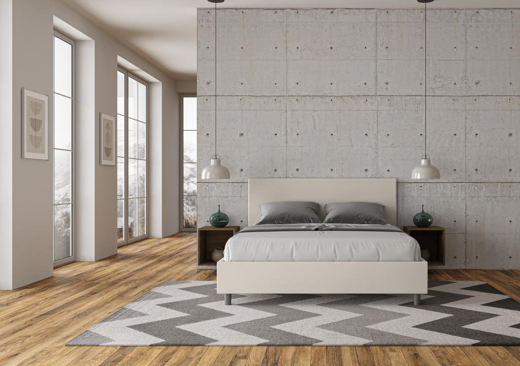 White Faux Leather Bed, 160 x 200 cm