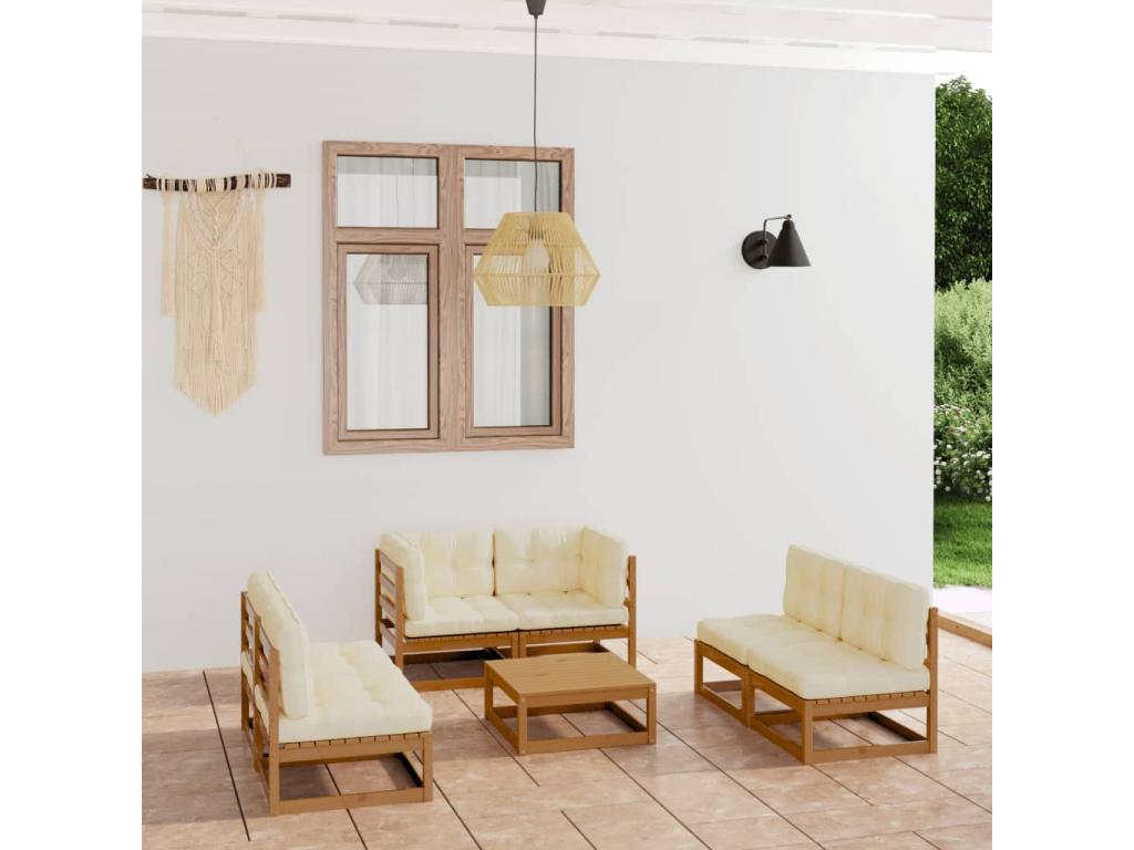 Brown Pine Wood Outdoor Furniture Set - dlz1766576345600