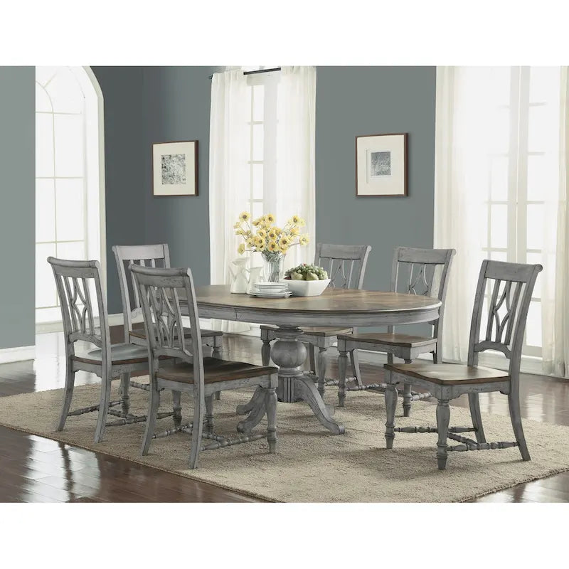 Plymouth Gray Wood Pedestal Dining Table - 72  x 30  x 54