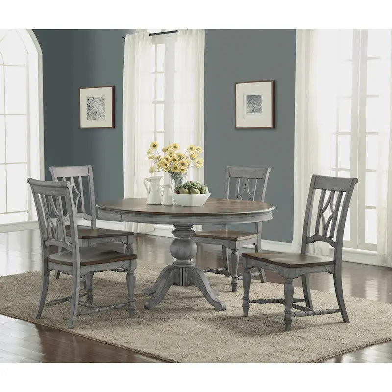 Plymouth Gray Wood Pedestal Dining Table - 72  x 30  x 54