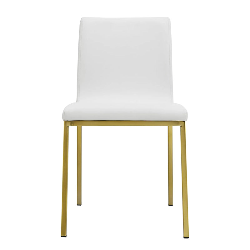 Scott Side Chair in White with Matte Brushed Gold Legs - Set of 2