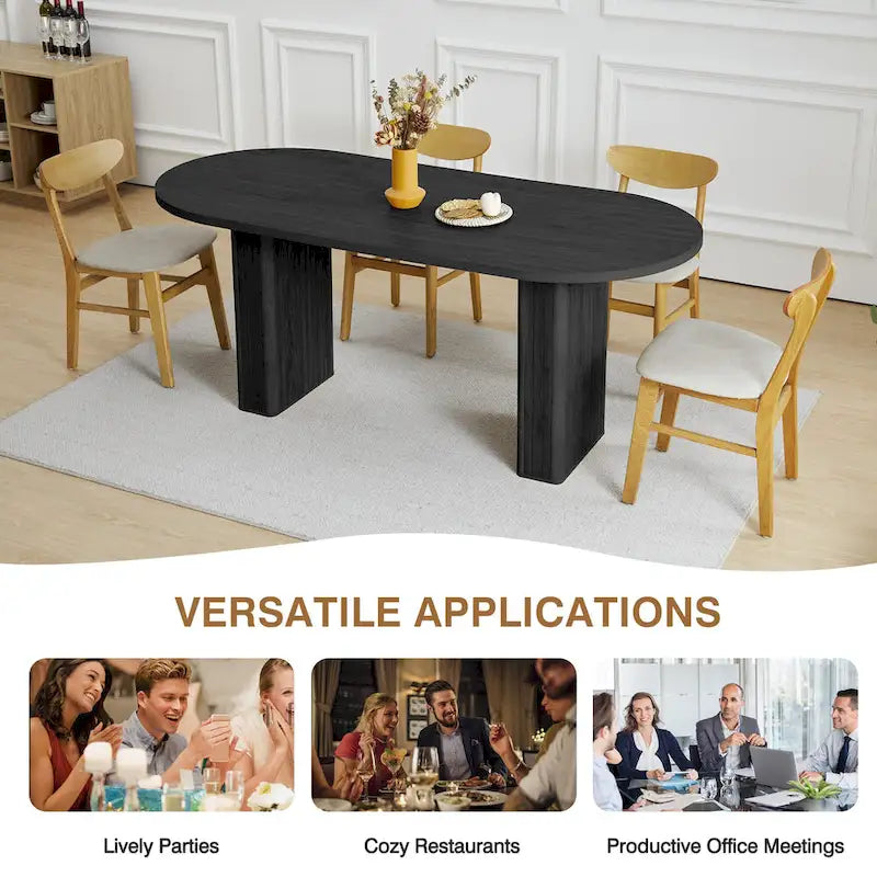 Oval Wood 70.86 in. Dining Table Seats 4-6