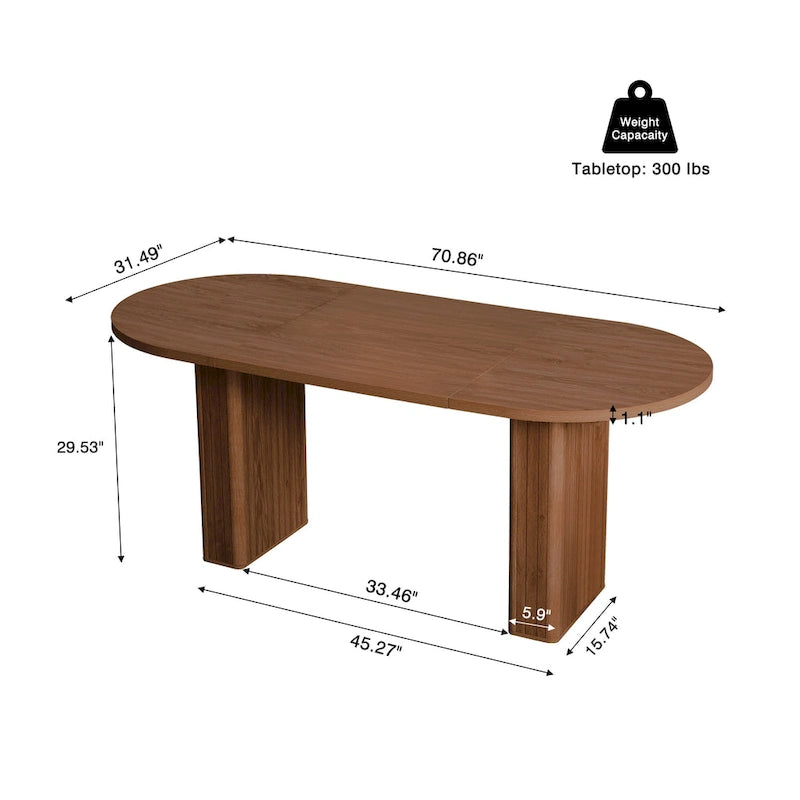 Oval Wood 70.86 in. Dining Table Seats 4-6
