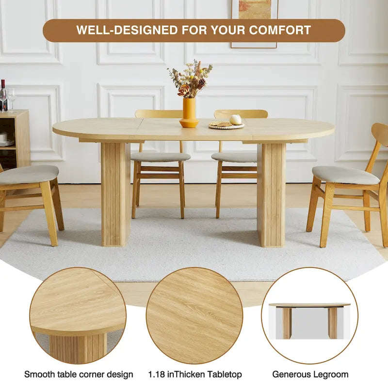 Oval Wood 70.86 in. Dining Table Seats 4-6