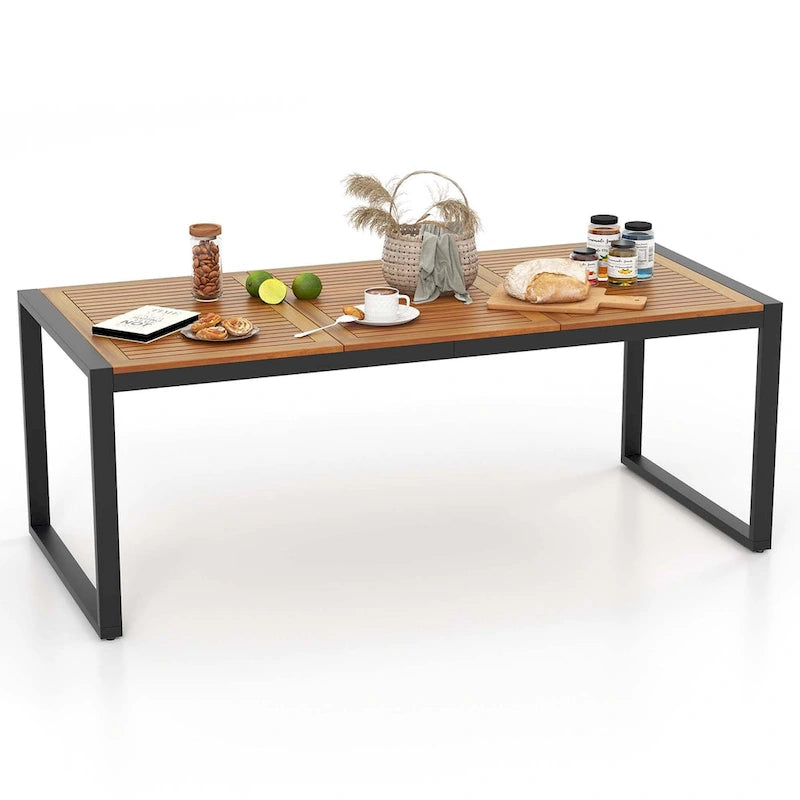 Costway 79  Acacia Wood 8-Person Patio Table with 1.9  Umbrella Hole, - See Details