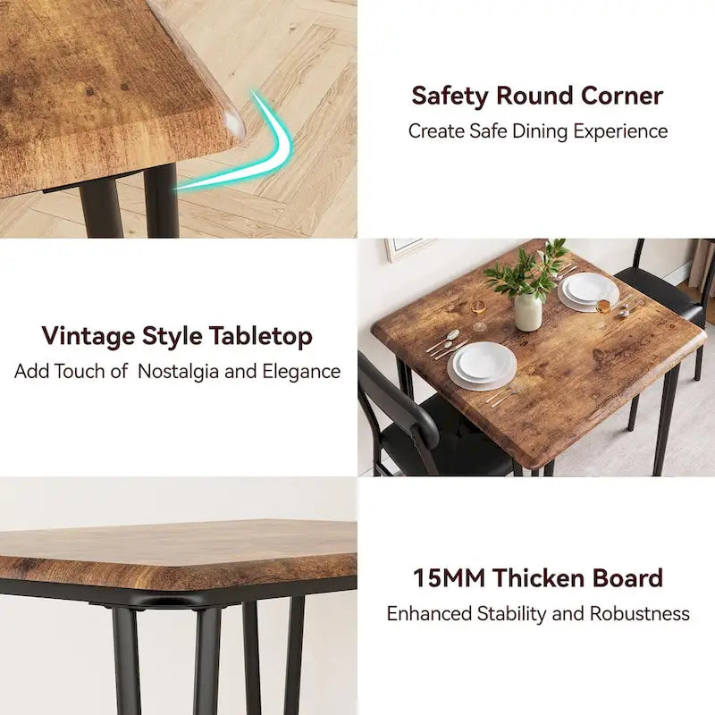 Dining Table for 2, Small Table and Chairs Set of 2