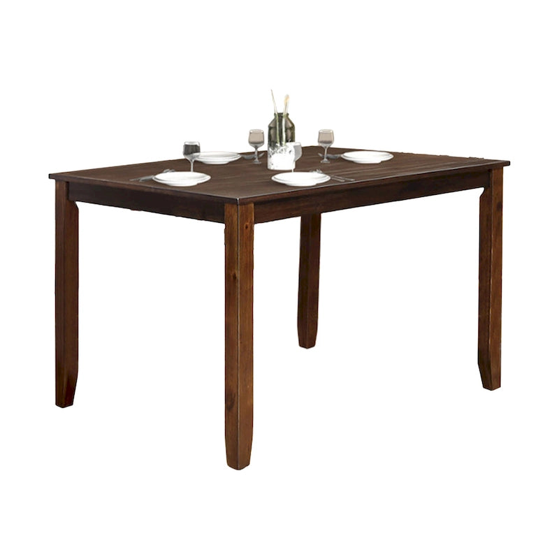 Ziko 5 Piece Dining Table Set, 4 Cross Back Chairs, Cherry Brown Solid Wood