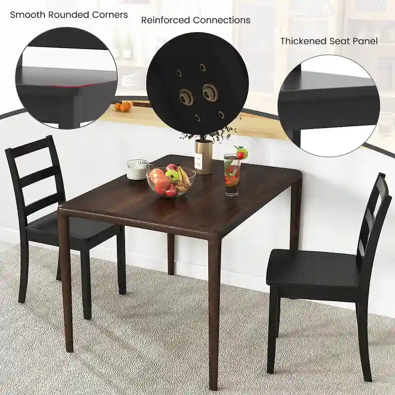 Gymax Set of 4 Dining Chairs Ladder Back Armless Side Chair w/ Solid