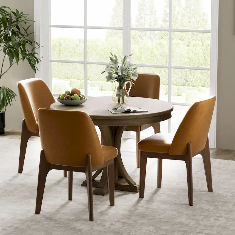 set of 2 upholstered side chairs with wooden legs, suitable for kitchen, dining room and office