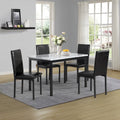 5-Piece Dining Table Set with Rectangular Faux Marble Top and 4 Faux Leather Upholstered Chairs