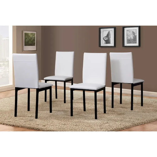 5-Piece Dining Table Set with Rectangular Faux Marble Top and 4 Faux Leather Upholstered Chairs