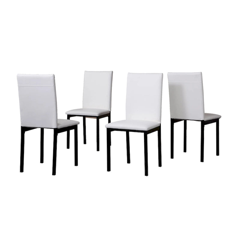 5-Piece Dining Table Set with Rectangular Faux Marble Top and 4 Faux Leather Upholstered Chairs