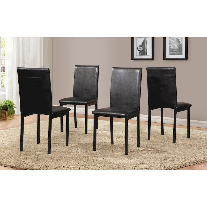 5-Piece Dining Table Set with Rectangular Faux Marble Top and 4 Faux Leather Upholstered Chairs