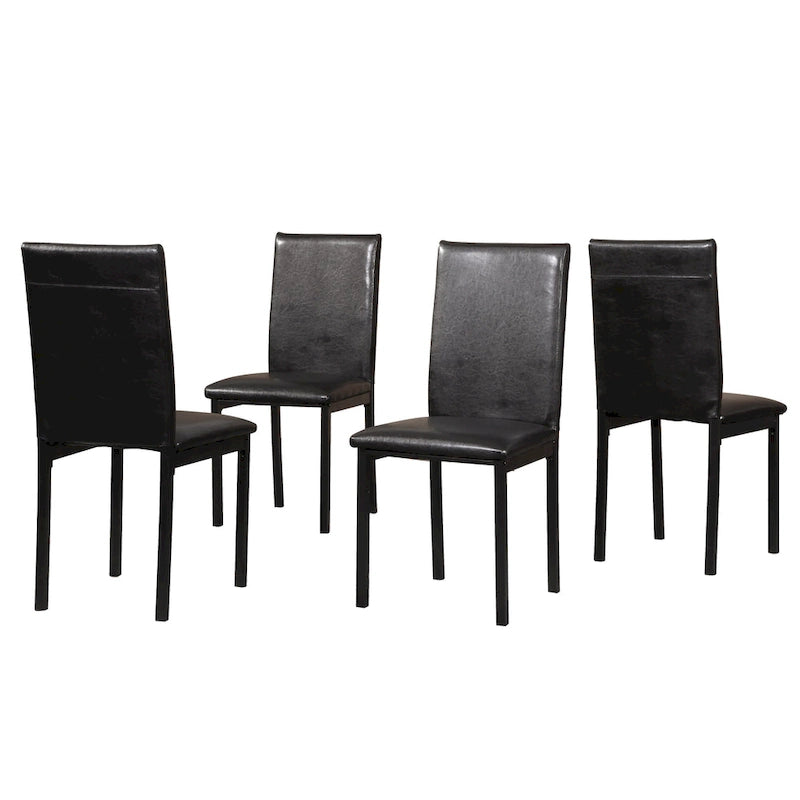 5-Piece Dining Table Set with Rectangular Faux Marble Top and 4 Faux Leather Upholstered Chairs