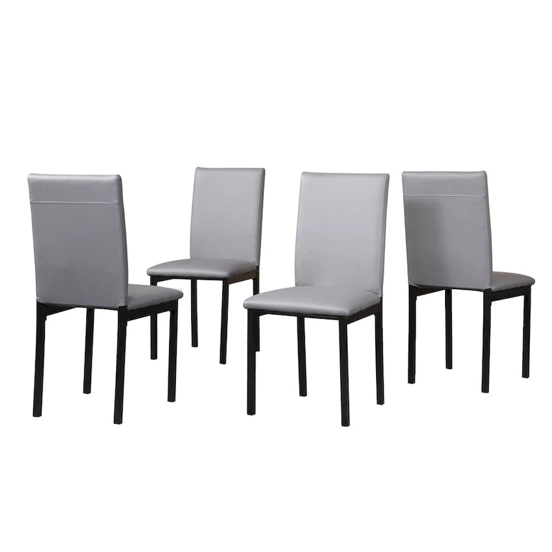 5-Piece Dining Table Set with Rectangular Faux Marble Top and 4 Faux Leather Upholstered Chairs