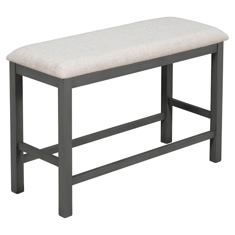 Gray 6-Piece Counter Height Wooden Dining Table Set with 4 Chairs & Bench
