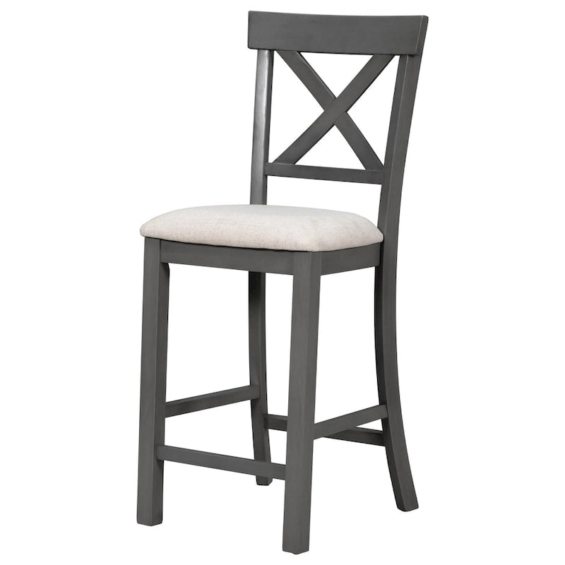 Gray 6-Piece Counter Height Wooden Dining Table Set with 4 Chairs & Bench