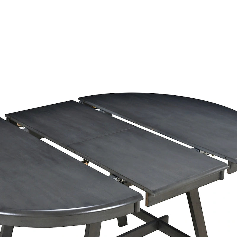 5-Piece Wooden Dining Table Set with Round Extendable Table & 4 Chairs