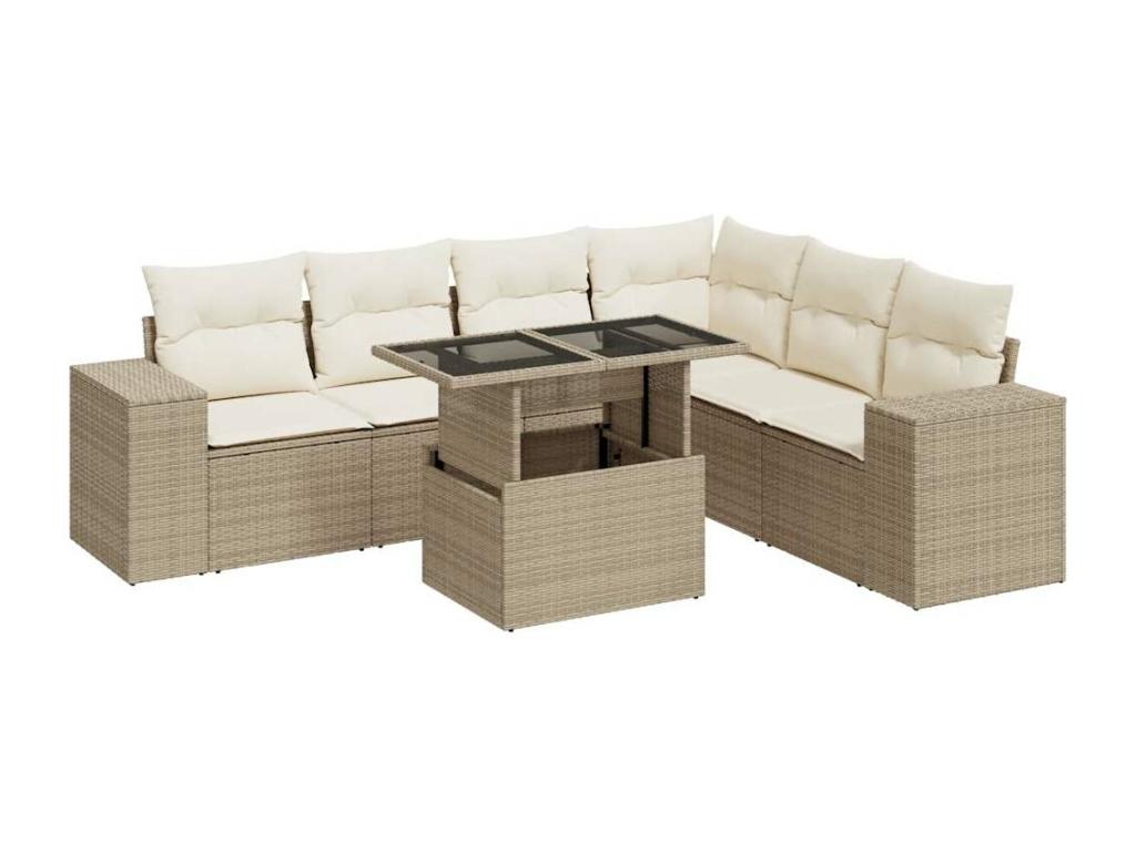 Beige Woven Resin Wicker Outdoor Furniture Set - dlz1766576222777