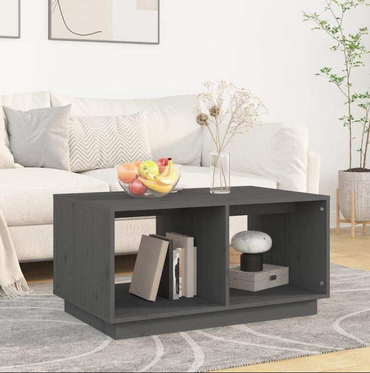 Gray Solid Wood Coffee Table, 80 x 50 x 40 cm