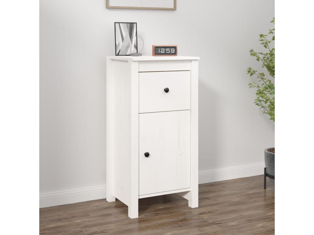 White Solid Wood Sideboard, 40 x 35 x 80 cm