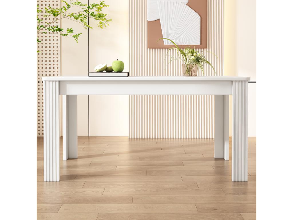 White Solid Wood Dining Table, 117 x 68 x 75 cm