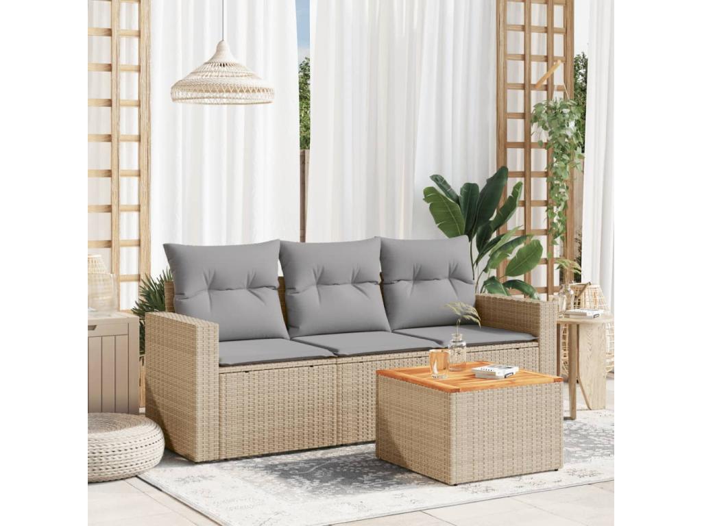 Beige Woven Resin Wicker Outdoor Furniture Set - dlz1766576091855
