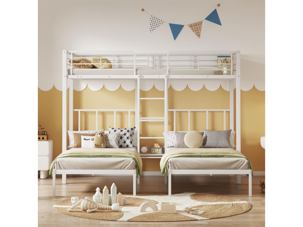 White Metal Bed, 3 x 90 x 200 cm