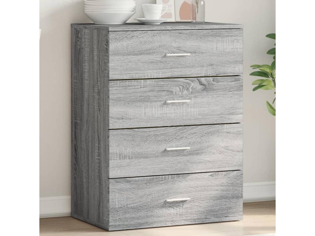 Gray Engineered Wood Sideboard, 60 x 39 x 80 cm