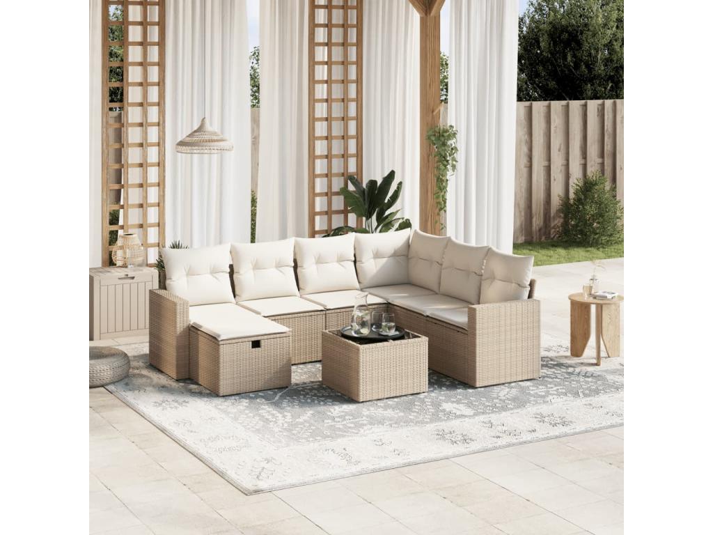 Beige Woven Resin Wicker Outdoor Furniture Set - dlz1766576283336