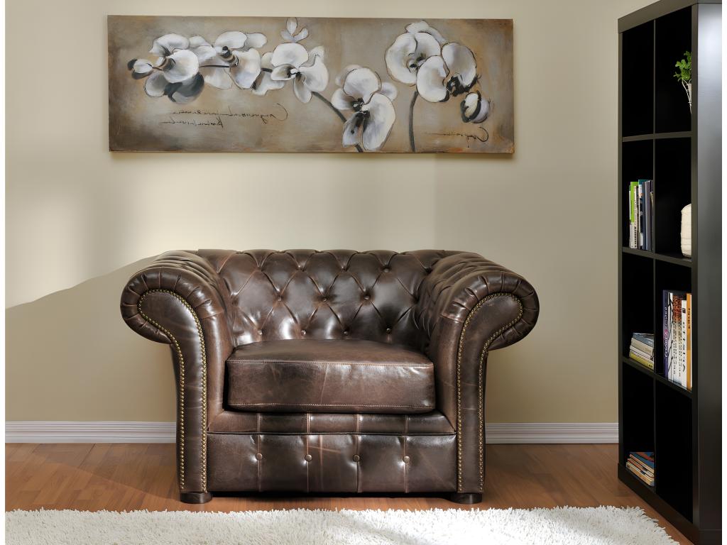 Brown Leather Accent Chair