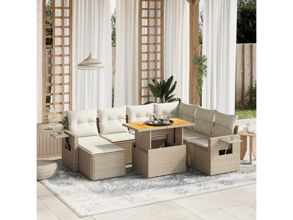 Beige Woven Resin Wicker Outdoor Furniture Set - dlz1766576271238