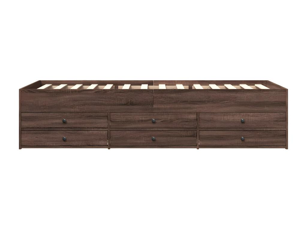 Brown Engineered Wood Bed, 90 x 200 cm
