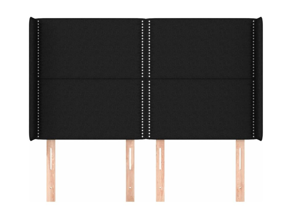 Black Fabric Bed, 147 x 16 x 118 cm