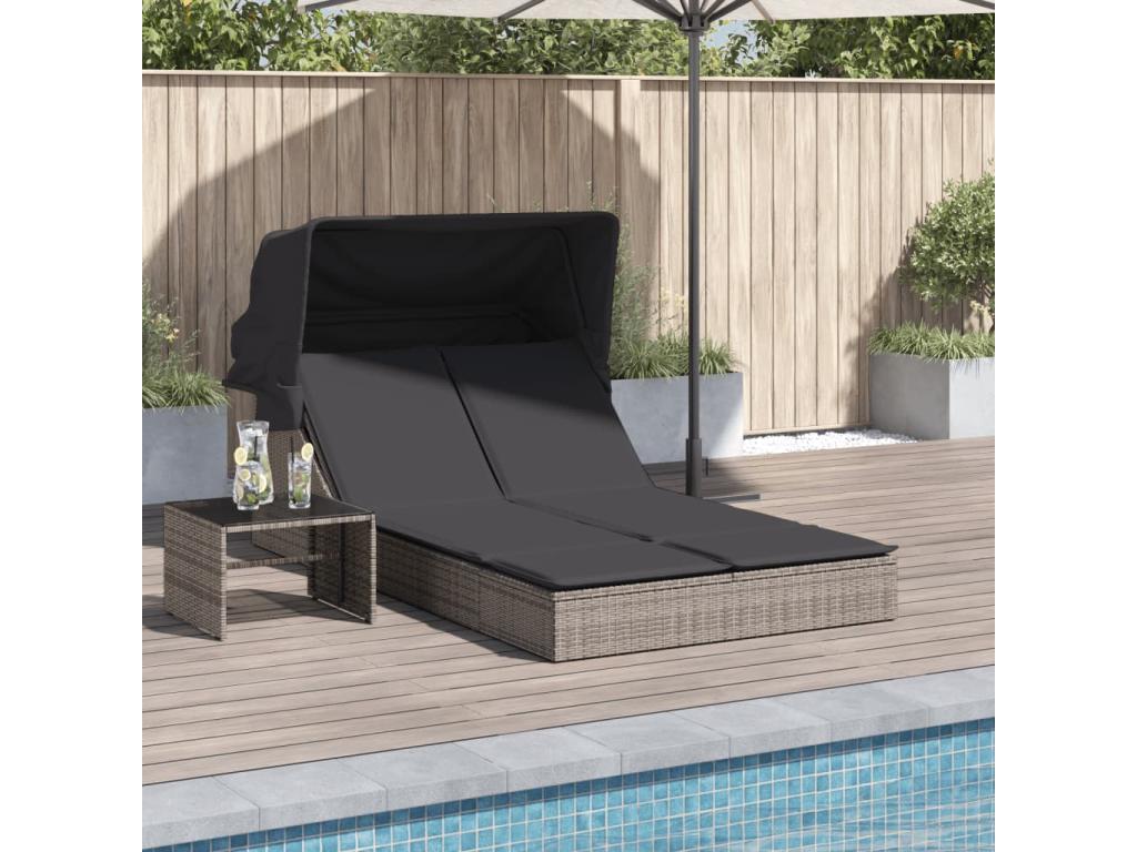 Gray Woven Resin Wicker Chaise Lounge