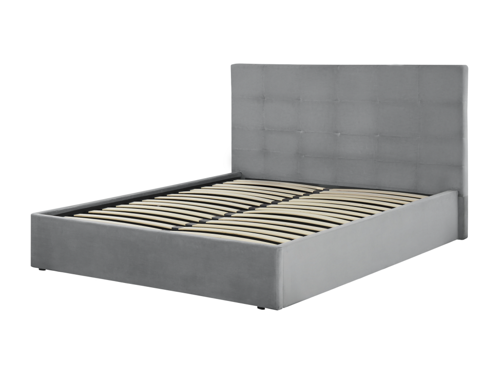 Gray Velvet Bed, 160 x 200 cm