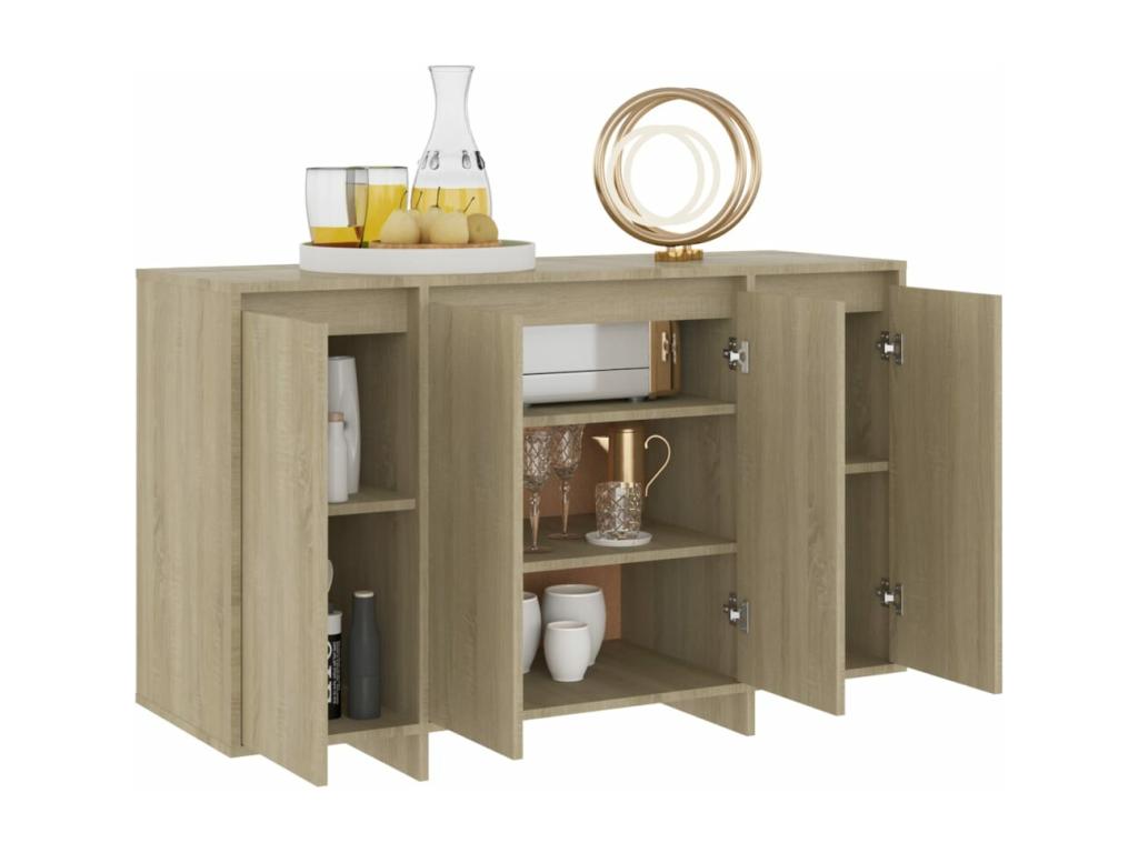 Beige Oak Wood Sideboard, 120 x 41 x 75 cm