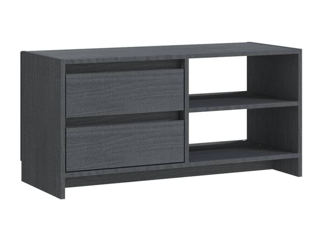 Gray Pine Wood TV Stand, 80 x 31 x 39 cm
