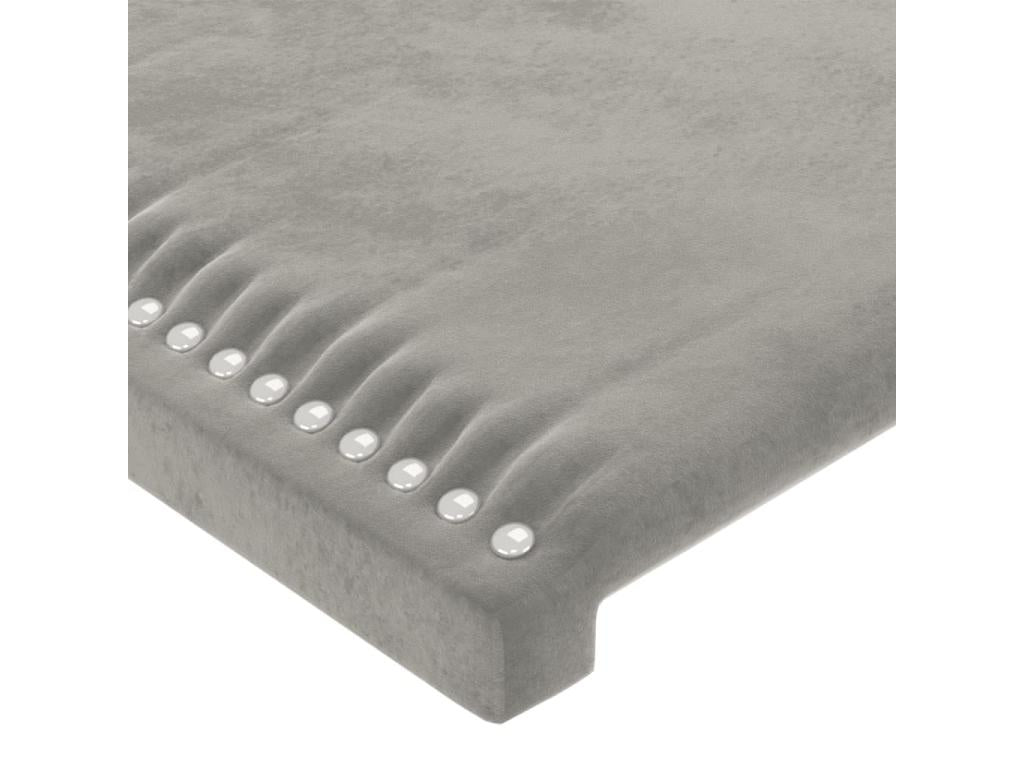 Gray Velvet Bed, 163 x 16 x 118 cm
