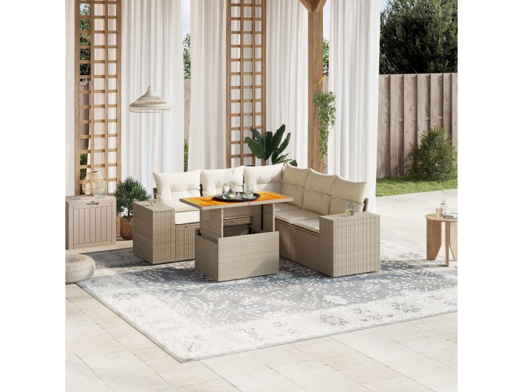 Beige Woven Resin Wicker Outdoor Furniture Set - dlz1766576147832