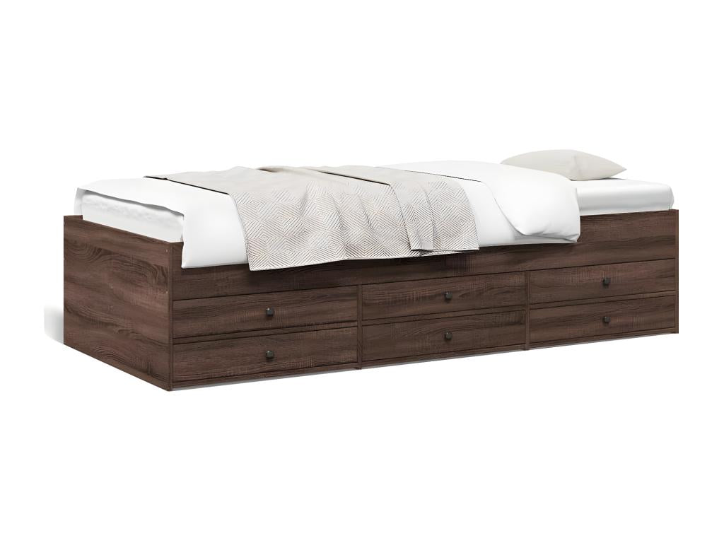 Brown Engineered Wood Bed, 90 x 200 cm