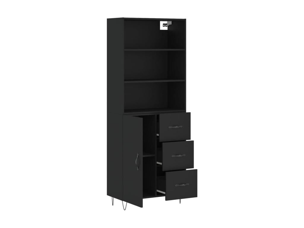 Black Engineered Wood Sideboard, 69.5 x 34 x 180 cm