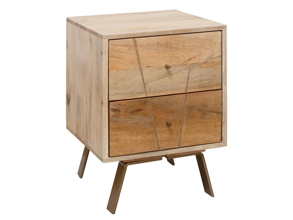 Natural Solid Wood Side Table, 40 x 56 x 40 cm