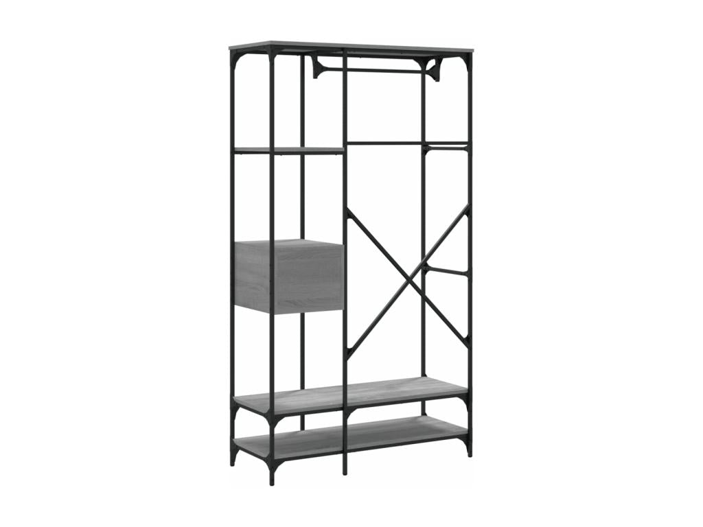 Gray Engineered Wood Wardrobe, 100 x 40 x 180 cm