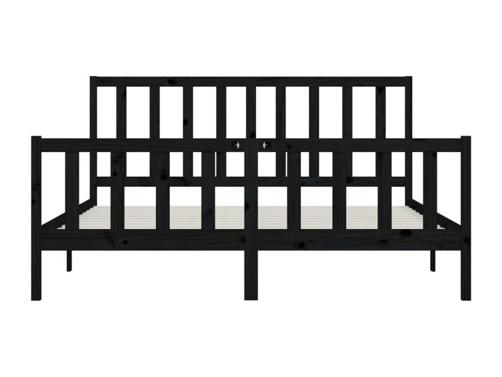 Black Solid Wood Bed Frame, 200 x 200 cm