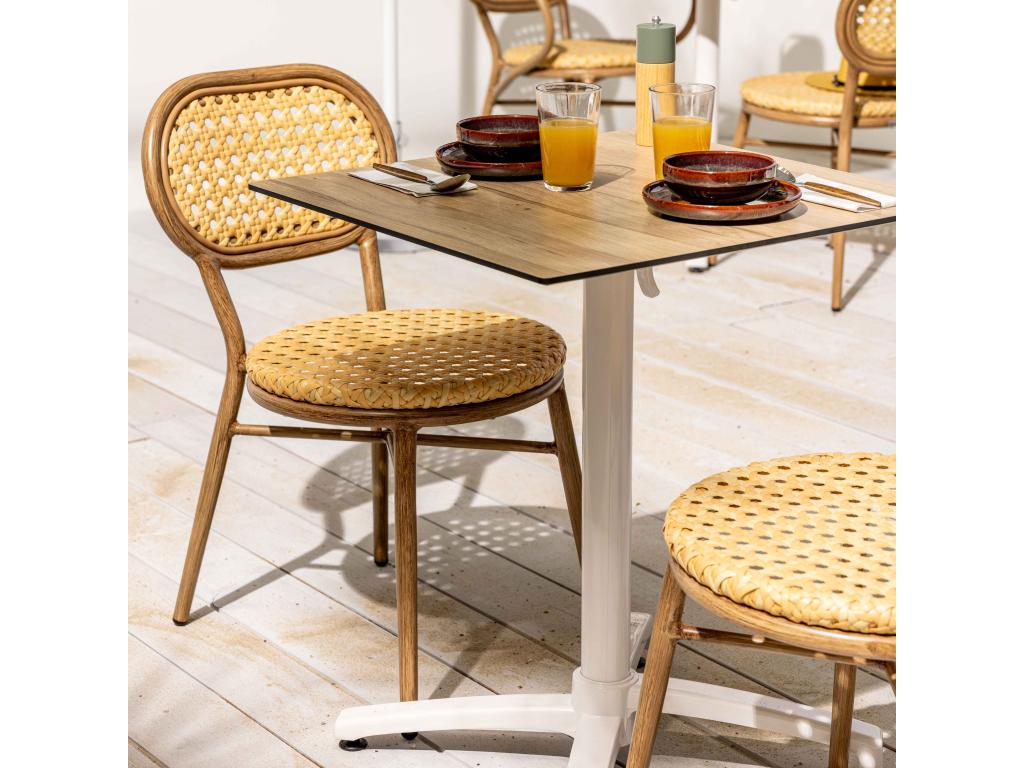 Brown Oak Wood Table, 60 x 60 cm