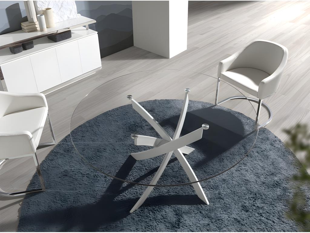 White Glass Dining Table