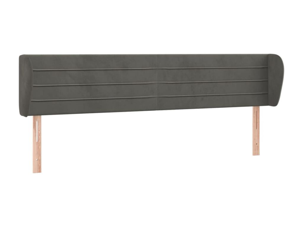 Gray Velvet Bed, 163 x 23 x 78 cm