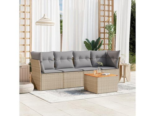 Beige Woven Resin Wicker Outdoor Furniture Set
